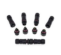 AOHUA M12 Waterproof Connector IP68 Outdoor Electrical Plug Wire to Wire for Cables Ø 4.5-7.5mm UL Certification (Black)(6-Pack)(AH-M12-0503FMZ/MFZ01112)