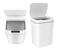 Aohuada Sensore Automatico Pattumiera Base Armadio 16L Con Coperchio Automatico Pattumiera Pattumiera Pattumiera Automatica Cucina Bagno Per Camera Da Letto Soggiorno Stanza Stretta Bianco