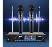 Aohuada Sistema di microfono senza fili, altoparlante micro LED tascabile con ricevitore portatile, UHF, per riunioni, presentazioni, webcast, karaoke, KTV a casa, grandi feste, DJ e matrimoni