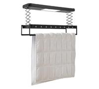 Aohuada Stendibiancheria elettrica, supporto verticale da soffitto con illuminazione e telecomando, per parete e soffitto, pieghevole, salvaspazio, in alluminio e acciaio nero