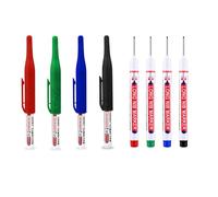 Aohyue 8 Pezzi Pennarelli per Fori Profondi, Penna Falegname Pennarello 32mm 20mm, Pennarello a Punta Fine per Legno, Metallo, Plastica e Cartone, Nero, Blu, Rosso, Verde