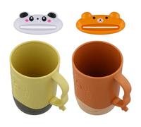 Aohyue Set di 2 bicchieri in plastica riutilizzabili per spazzolino da denti, porta spazzolino da denti, tazza per collutorio con spremi dentifricio, tazza per collutorio per bambini, per interni