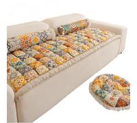 AOICXB Custodia di divano in cotone in stile bohemian, set di divano in cotone imbottito, set di divano morbido con bordo di foglia (70 * 150 cm / 27.56in * 59.05in)(Green,70 * 210cm)