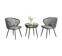 AOICXB Due sedie in rattan, una sedia con schienale for il tempo libero nel cortile, utilizzata for da esterno sul balcone della terrazza del ristorante(Two brown with tables)