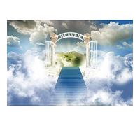 Aoihrraan 1,5x1m Cielo Sfondo Scala verso il Paradiso Paradiso Cancello Nuvole Fotografia Sfondo Banner Pasqua Chiesa Evento Pregare Decorazione Uomo Donna Adulti Ritratto Artistico Foto Prop