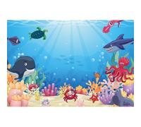 Aoihrraan 1,5x1m Fondale Marino Cartone Animato Sea Turtle Shark Acquario Animali Corallo Colorato Pesce Tropicale Luce Del Sole Fotografia Sfondo Baby Shower Bambini Festa Di Compleanno Foto Props