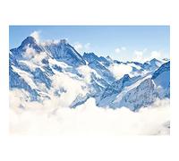 Aoihrraan 1,5x1m Montagna Neve Scenario Sfondo Nevoso Cima Monte Alpe Nuvola Bianca Picco Cielo Blu Scenario Naturale Fondali Fotografia Festa Tema Viaggio Arrampicata Bambini Adulti Ritratto Vinile