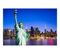Aoihrraan 1,5x1m Statua di Libertà Sfondo New York Landmark grattacielo città notte vista fotografia Sfondo 4 luglio Indipendenza Giorno Celebrazione Festa Arredamento Ritratto Foto Studio Puntelli