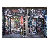 Aoihrraan 1,5x1m Urbano Strada Graffiti Muro Sfondo Vernice Disegno Scala Abbandonato Edificio Fotografia Sfondo 80'S 90'S Hip Hop Stile Party Club Rock Adulti Arte Ritratto Foto Studio Puntelli