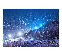 Aoihrraan 1,5x1m Villaggio di Natale Sfondo Nevicata Foresta Inverno Vista Notturna Fiaba Città Fotografia Sfondo Capodanno Natale Festa in Famiglia Decorazione Bambini Adulti Ritratto Foto Prop
