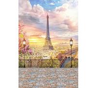 Aoihrraan 1,5x2,2m Eiffel Torre Sfondo Parigi Balcone Aereo Vista Paesaggio Urbano Tramonto Paesaggio Fotografia Sfondo Vacanza Festa Matrimonio Decorazione Ragazze Adulti Ritratto Foto Studio Prop