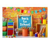 Aoihrraan 1,8x1,2m Back To School Backdrop Matite Dipinte A Mano Variopinte Bandiere Wall Book Cartoleria Fotografia Sfondo Bambini Insegnanti Kindergarten Decorazione Festa Compleanno Foto Puntelli
