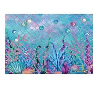 Aoihrraan 1,8x1,2m Fondo Fondale Marino Scale Variopinte Stella Di Mare Shell Piante Di Corallo Glitter Paillettes Perla Subacquea Fotografia Del Mondo Sfondo Baby Shower Girl Partito Compleanno Foto