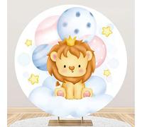 Aoihrraan 150cm Diametro Animale Il giro Sfondo di fotografia Bambino Leone Corona Palloncino Stelle Nuvola Sognante Foto Sfondo per Baby doccia Ragazzo Compleanno Tavolo Torta Smash Festa Puntelli