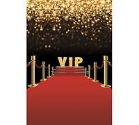 Aoihrraan 1x1,5m Vip Rosso Tappeto Sfondo Golden Shiny Macchie Celebrità Passeggiata T-Stage Fotografia Sfondo Premio Cerimonia Concerto Carnevale Ballo Di Fine Anno Festa Laurea Ritratto Foto Prop