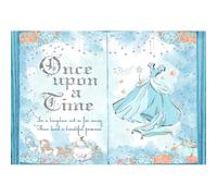 Aoihrraan 2,2x1,5m Fairytale Book Backdrop Una Volta C'Era Una Volta Fiori Blu Abito Tacco Carrozza Blush Acquerello Sliver Stelle Fotografia Sfondo Principessa Compleanno Festa Nozze Decorazione Foto