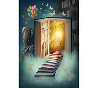 Aoihrraan 2,5x3m Magia Libro Sfondo Fiaba Castello Libri Scale Palloncini Animale Mondo Primavera Incantato Foresta Fotografia Sfondo Ragazze Principessa Compleanno Festa Ritratto Foto Studio Prop