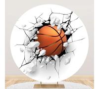Aoihrraan 200cm Diametro Basket Rotondo Backdrop Flame Sport Gioco Intense Breaks Violent Estetica Sangue Caldo Bianco Schiacciato Pietra Fotografia Sfondo Fans Festa Di Compleanno Oggetti Fotografici