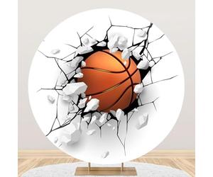 Aoihrraan 200cm Diametro Basket Rotondo Backdrop Flame Sport Gioco Intense Breaks Violent Estetica Sangue Caldo Bianco Schiacciato Pietra Fotografia Sfondo Fans Festa Di Compleanno Oggetti Fotografici