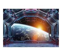 Aoihrraan 3x2,5m Astronave Finestra Vista Sfondo Esterno Spazio Veicolo Spaziale Cabina Universo Esplorazione Luna Superficie Fotografia Sfondo Per Ragazzi Compleanno Festa Ritratto Foto Prop