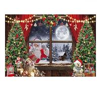 Aoihrraan 3x2,5m Buon Natale Backdrop Albero Natale Babbo Natale Snow Forest Tende Rosse Finestra Fotografia Sfondo Felice Anno Nuovo Vigilia Natale Festa Famiglia Decor Ritratto Photo Studio Props