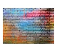 Aoihrraan 3x2,5m Muro Di Mattone Sfondo Colorato Graffiti Pattern Retro Fotografia Sfondo Baby Shower Adulti Compleanno Hip Hop Disco Party Wedding Party Graduation Domestica Puntelli Fotografici