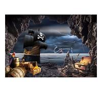 Aoihrraan 3x2,5m Nave Pirata Sfondo Mare Grotta Avventura Nave Isola Crociere Tesoro Fotografia Sfondo Ragazze Ragazzi Bambini Torta Smash Party Decor Baby Shower Art Ritratto Puntelli Foto