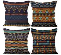 Aoihrraan Fodere per Cuscini, Set di 4 Mandala Boemia Federa Quadrata Lino Copricuscino da Tiro Con Cerniera Invisibile per Divano Auto da Giardino All'aperto Divano Letto Decorativo 51 x 51 cm