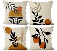 Aoihrraan Fodere per Cuscini, Set di 4 Sole Giallo Moderno Federa Quadrata Lino Copricuscino da Tiro Con Cerniera Invisibile per Divano Auto da Giardino All'aperto Divano Letto Decorativo 46 x 46 cm
