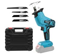 Aoikoy Sega a Gattuccio Compatibile con Makita 18V, Seghetto Elettrico Senza Filo con 4 Lame, Velocità Regolabile 0-2500 RPM per Taglio di Legno/Metallo/PVC (Senza Batteria)