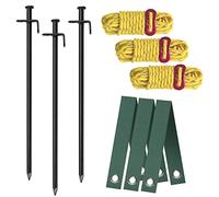 Aoipend Kit di pali per alberi resistenti, supporto da giardino, 3 pali in metallo, 3 cinghie per alberi, 12,2 m, linee riflettenti resistenti ai forti venti kit di ancoraggio per giovan