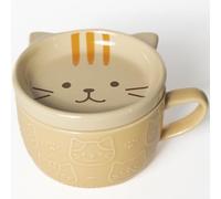 Aoipend Tazza da caffè gatto carino con coperchio, set di tazze da tè in ceramica per gli amanti dei gatti, Kawaii animale Mug regali per le donne moglie nonna insegnante mamma ragazze ragazzi amici