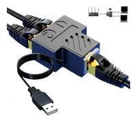 Aoiutrn - Adattatore splitter RJ45, da 1 a 2, doppia porta USB a rete RJ45, 8P8C, prolunga per interfaccia LAN, connettore Ethernet per Cat5e, Cat6, Cat7, Cat8 (da 1 a 2)