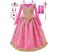 Aoiviss Costume Da Principessa Rosa Per Bambina Abito Da Principessa In Pizzo Travestimento Da Festa Compleanno Halloween