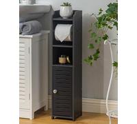 AOJEZOR - Porta rotolo di carta igienica, armadietto da bagno, per spazi ristretti, con manici in ottone, colore nero