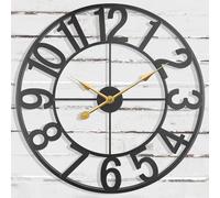 AOJIATI Grande orologio da parete per esterni, 61 cm, decorazione per cortile esterno, silenzioso, senza ticchettio, alimentato a batteria, adatto per terrazza, piscina, cucina, giardino, decorazione