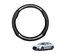 Aojiek Forma Rotonda in Coprivolante Auto Pelle Microfibra Fibra di Carbonio per A6 C7 2012-2018 Traspirante e Antiscivolo Copertura di Volante Protezione per Volante Auto,Black