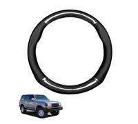 Aojiek Forma Rotonda in Coprivolante Auto Pelle Microfibra Fibra di Carbonio per Land Cruiser 80 Series Traspirante e Antiscivolo Copertura di Volante Protezione per Volante Auto,Black