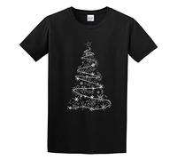 AOJIEXIAO Snowflake Christmas Tree Men Simple Tshirt Black M