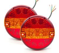 AOJO 2 pezzi 12 V 24 V camion luci posteriori led hamburger ∅ 14 cm fanale posteriore rotondo per rimorchio impermeabile con omologazione E per veicoli, automobili, camper, roulotte