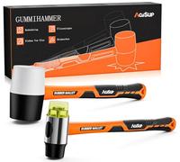 AojSup Set di Martelli in Gomma da 2 Pezzi, Martello di Gomma da 8 Once e Martello Morbido a Doppia Faccia da 30 mm, Martello Gomma Universale per Uso Interno ed Esterno