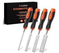 AojSup Set di Scalpelli per Legno 4 Pezzi, Set Scalpelli per Legno (6, 12, 19, 25mm), Scalpelli per Legno Professionale con Robusto Cappuccio in Metallo, Adatto a Principianti e Professionisti