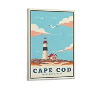 AOJYLXE Poster da parete vintage Cape Cod Massachusetts da viaggio, 30 x 45 cm, stampa con paesaggio panoramico della città, decorazione estetica per la stanza e grandi opere d'arte per casa e ufficio