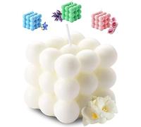 Aokala Candela profumata a forma di cubo per decorazione della casa 153 g in cera di soia per aromaterapia decorazione estetica camera da letto bagno regalo di Natale per donne Freesia (bianco)