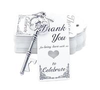Aokbean 52pcs Vintage Scheletro Apribottiglie Chiave Bomboniera Ospite Souvenir Set Regalo con Scorta Grazie Tag Card E Portachiavi (Argento Antico)
