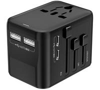 AOKBON Adattatore Universale da Viaggio 5 in 1 Presa Universale da Viaggio con 2 USB A e 2 USB C e 1 AC Adattatore Spina Internazionale per Italia Europa UK US Australia