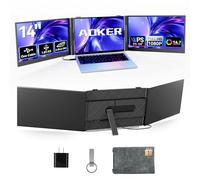 AOKER Estensore per schermo portatile triplo con connessione a un cavo, ultra sottile, monitor IPS FHD 1080p, leggero e portatile, per computer portatili da 13"-17", compatibile con Windows Mac