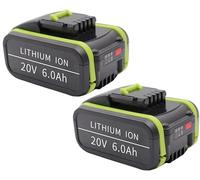 Aokicase Batteria di ricambio da 20 V per Worx, senza fili Power Tools per Worx, WA3551 / WG169 / WA3516 / WX372 agli ioni di litio (6000 mAh, 2 pezzi)