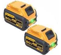 Aokicase Batteria di ricambio per Dewalt 20V/60V, compatibile con DCB200/DCB203/DCB204/DCB205/DCB206/DCB209/DCB180/DCB182/DCB183/DCB184/DCB185/DCB606/DCB609 (4500mah, confezione da 2) giallo