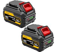 Aokicase Batteria di ricambio per Dewalt 20V/60V, compatibile con DCB200/DCB203/DCB204/DCB205/DCB206/DCB209/DCB180/DCB182/DCB183/DCB184/DCB185/DCB606/DCB609 (60000mah, confezione da 2) nero